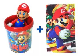 Kit Boneco Super Mario 11cm + Caneca 350ml + Toalha De Rosto