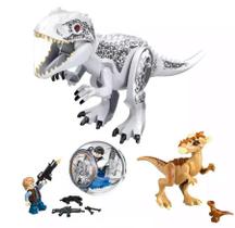 Kit Bonecos Blocos De Montar Dinossauros T-Rex Branco - Mega Block Toys