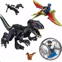 Kit Bonecos Blocos De Montar Dinossauros Velociraptor Black Kit Bonecos Blocos De Montar Dinossauros Velociraptor Black