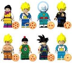 Kit Bonecos Blocos Montar Son Goku Chi Chi Padre Dragon Ball - Mega Block Toys