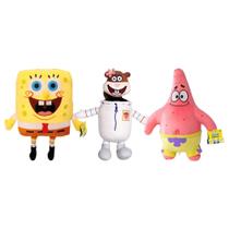 Kit Bonecos de Pelúcia 45cm Bob Esponja, Sandy e Patrick