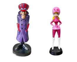 Kit Bonecos Dick Vigarista e Penélope Chamosa Corrida Maluca Decorativo Em Resina 20cm