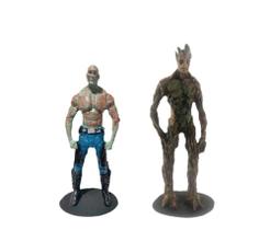 Kit Bonecos Estátua Groot Adulto e Drax Filme Guardiões da Galáxia em Resina Estatueta 20cm