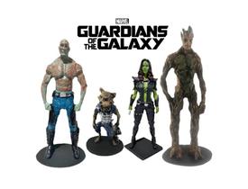 Kit Bonecos Guardiões da Galáxia Drax, Rocket, Gamora e Groot em Resina - Mahalo