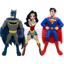 Kit Bonecos Liga Da Justiça Batman Superman Mulher Maravilha - Hug Box