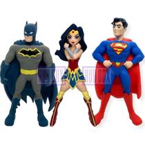 Kit Bonecos Liga Da Justiça Batman Superman Mulher Maravilha