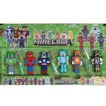 Kit Bonecos MineCraft Super Heróis 6 Figuras de Ação 7 cm Articuláveis Diversão da Criança Envio Imediato