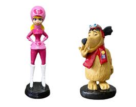Kit Bonecos Penélope Charmosa E Muttley Corrida Maluca Boneco Em Resina Estatua 20cm