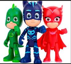 Kit Bonecos Pjmasks Menino Gato Corujita Lagartixo