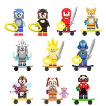 Kit bonecos sonic shadow tails knuckles super sonic eggman blocos de montar