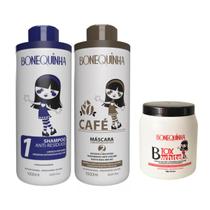 Kit Bonequinha Escandalosa Shampoo Trad Máscara Café 1L + Botox White kg