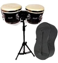 Kit Bongô De Madeira Torelli Tb011 7X8 Com Pedestal E Capa