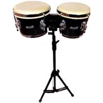 Kit Bongô De Madeira Torelli Tb011 7X8 Com Suporte Pedestal