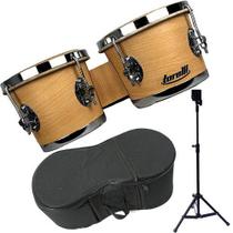 Kit Bongô Natural 6x7 Torelli Tb010 Com Pedestal E Capa
