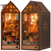 Kit Book Nook Suporte para livros de quebra-cabeça de madeira YUXUEWEN DIY com luz LED Kit Book Nook Suporte para livros de quebra-cabeça de madeira YUXUEWEN DIY com luz LED