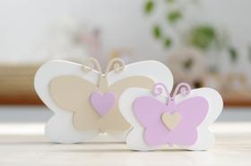 Kit Borboletas Lilás Bege MDF Decoração Infantil Quarto Prateleira Menina Cômoda Nicho D127