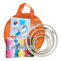 Kit Bordado Para Iniciante Completo Bastidores Meadas Agulha