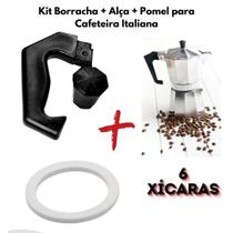 Kit Borracha + Alça + Pomel para Cafeteira Italiana - 6 xícaras