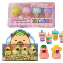 Kit Borracha Capivara + Sortidas 8 Unidades Fofas para Escola e Escritório