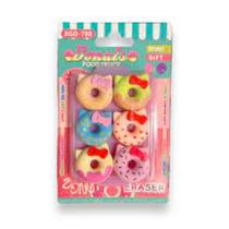 Kit Borracha Decorada Gatinho Donuts com 6 unidades