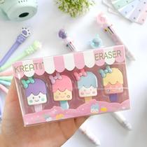 Kit Borrachas Fofas Kreat Eraser Com 4 Unidades