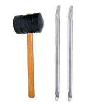 Kit Borracheiro C/ 2 Espátula Chata 60cm + Martelo Borracha