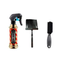 Kit Borrifador Barber Shop 200ml + Espanador Fígaro + Escovinha Degradê