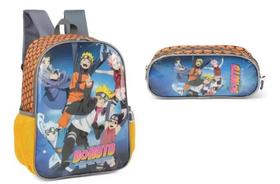 Kit Boruto Mochila costas e Estojo 1 ziper Laranja