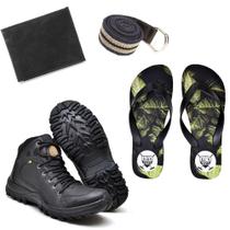 Kit Bota Adventure Eco Canyon Trails+Cinto+Carteira+Chinelo Black