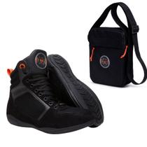 Kit bota botinha de treino feminina academia fitness cano alto + bag pochete