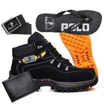Kit Bota Cat Adventure Couro Carteira Cinto Chinelo Coturno trekking Trilha Pronta Entrega - FALCUC