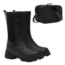 Kit Bota Chelsea Feminina Tratorada + Bolsa Bag Alça Zíper