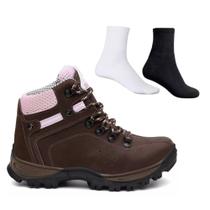 Kit Bota Coturno Adventure Feminina Trilha 100% Couro Legítimo Palmilha Gel
