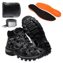 Kit Bota Coturno Adventure Masculino em Couro Legítimo e Solado Costurado Kit Bota Coturno Adventure Masculino em Couro Legítimo e Solado Costurado