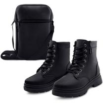 Kit Bota Coturno Feminina Tratorada Menina Com Bolsa Super Conforto Preta Gatatuya Kit Bota Coturno Feminina Tratorada Menina Com Bolsa Super Conforto Preta Gatatuya