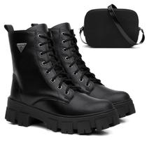 Kit Bota Coturno Feminino Tratorada + Bolsa Bag Moderna