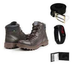 Kit Bota Coturno Firenze Relógio Digital+carteira+cinto