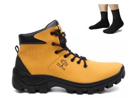 Kit Bota Coturno Masculino Casual Trilha Reforçado + Meia Kit Bota Coturno Masculino Casual Trilha Reforçado + Meia