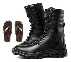 Kit Bota Coturno Segurança material ecológico Cano Alto Chinelo