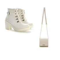 Kit Bota Coturno Tratorada Feminina Fivela Balada Blogueira Casual + Bolsa Alça Transversal Kit Bota Coturno Tratorada Feminina Fivela Balada Blogueira Casual + Bolsa Alça Transversal