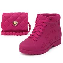 Kit Bota e Bolsa Feminina Infantil Tiracolo Transversal