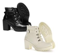 Kit Bota Feminina Cano Médio Casual Zíper Lateral Dois Pares