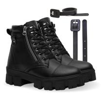 Kit Bota Feminina Coturno Feminino Tratorada Casual Zíper Lateral Cano Curto Moda Modinha + Cinto Kit Bota Feminina Coturno Feminino Tratorada Casual Zíper Lateral Cano Curto Moda Modinha + Cinto