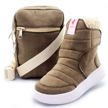 Kit Bota Feminina Infantil Cano Alto Com Bolsinha Calce Fácil Mzkid Kit Bota Feminina Infantil Cano Alto Com Bolsinha Calce Fácil Mzkid