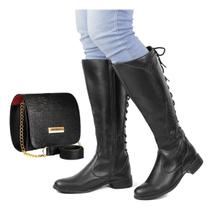 Kit Bota Feminina Montaria Cano Longo Com Bolsa Pequena Porta Celular Kit Bota Feminina Montaria Cano Longo Com Bolsa Pequena Porta Celular