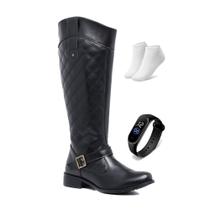 Kit Bota Feminina Montaria Country Cano Alto Inverno Confortável+ Relógio e Meia Kit Bota Feminina Montaria Country Cano Alto Inverno Confortável+ Relógio e Meia