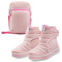 Kit Bota Infantil Com Bolsinha Shoulder Menina Mz Shoes Poliéster Rosa
