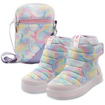Kit Bota Infantil Mz Shoes com Bolsinha Shoulder Poliéster Menina Colorida