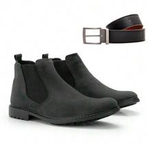 kit bota masculina camurca acompanha cinto conforto dia a dia 37 ao 44