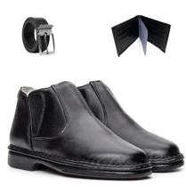 Kit Bota Masculina Conforto Antistress Casual de Couro Preto Kit Bota Masculina Conforto Antistress Casual de Couro Preto